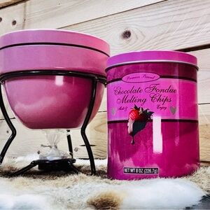 Cute Retro Pink Chocolate Fondue Set